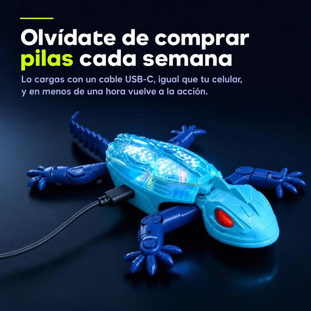 Olvídate de comprar pilas cada semana. Lo cargas con un cable USB-C, igual que tu celular, y en menos de una hora vuelve a la acción.